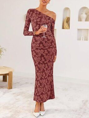 Women's Fall Floral Off Shoulder Wedding Guest Dresses